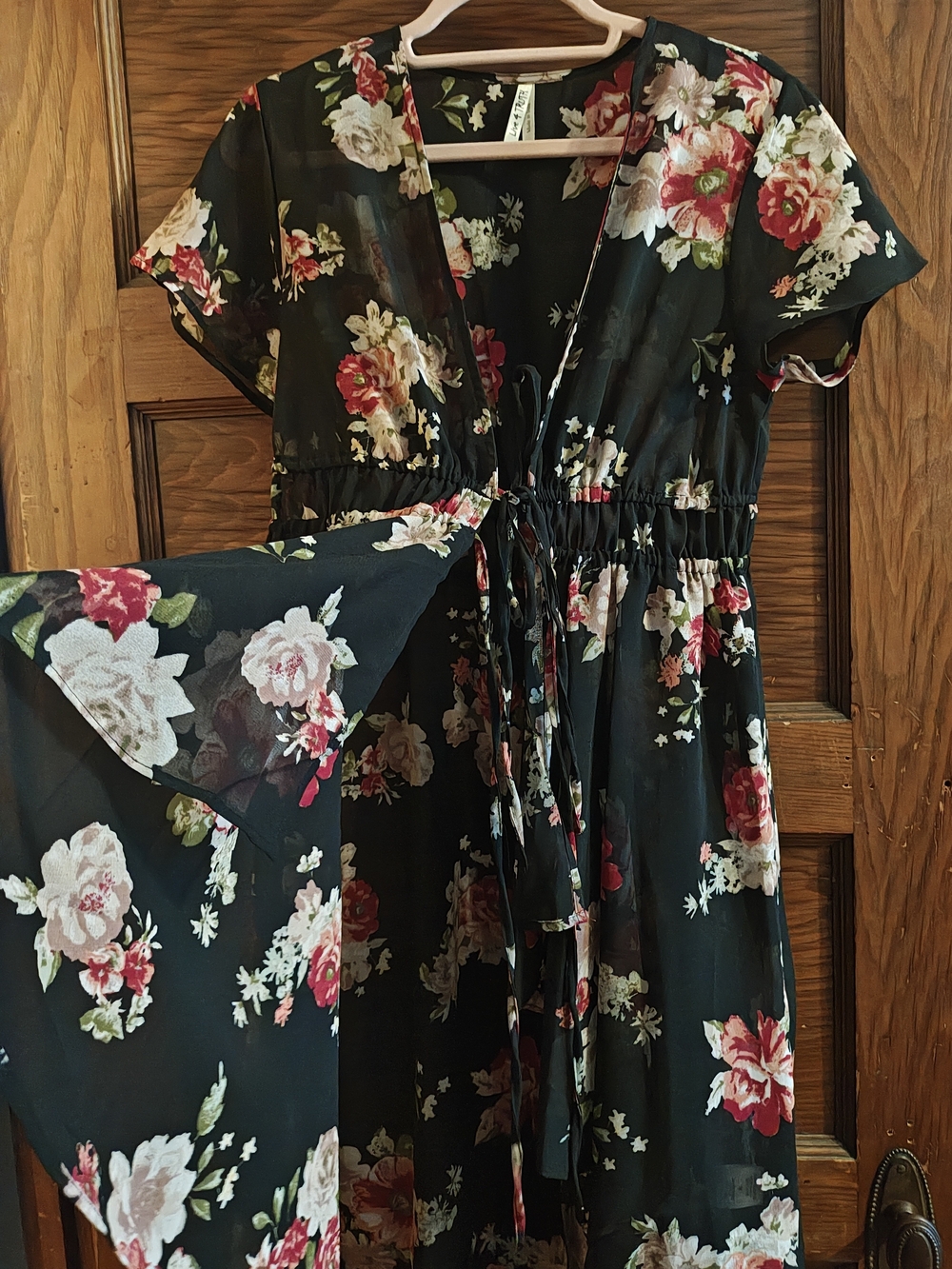 Live 4 Truth Black Floral Midi Dress with Pink & Cream Blooms